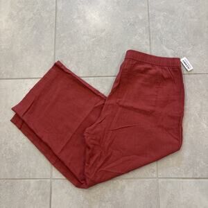 Old Navy Women's High Rise Wide Leg Linen Light Red Pull On Pants Sz XL Lounge